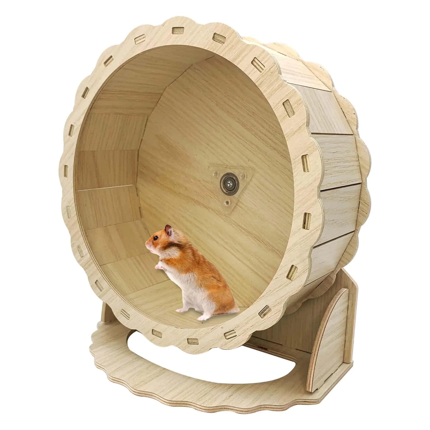 Hamiledyi Wooden Hamster Wheel Small Pets Exercise Wheel Silent Running Wheel for Gerbil Mice Guinea Pigs Dwarf Syrian Hamster (8.26in)